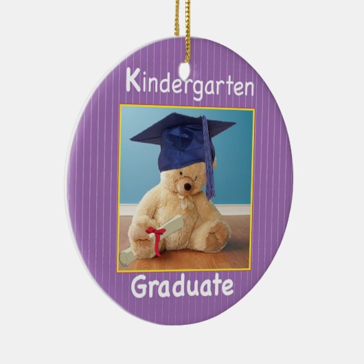 幼稚園卒業テディベアが紫 セラミックオーナメント (右)