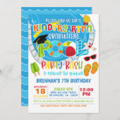 幼稚園卒業プールパーティー- Boy W 招待状 (正面/裏面)