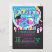 幼稚園卒業プールパーティー- Girl Blk 招待状 (正面)