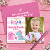 幼稚園卒業写真恐竜の少女かわいいおもしろい 招待状