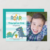 幼稚園卒業写真恐竜の少年かわいい 招待状 (正面/裏面)