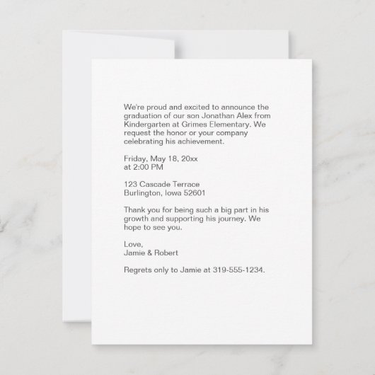 幼稚園卒業式パーティー招待状 ノートカード (裏面)