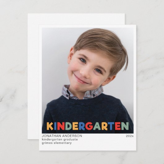 幼稚園卒業式パーティー招待状 ノートカード (正面/裏面)