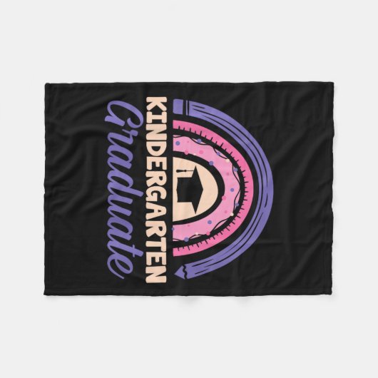 幼稚園卒業式Ra学校最終日 フリースブランケット (正面(横))