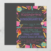 幼稚園卒業招待状学校テーマ 招待状 (正面/裏面)