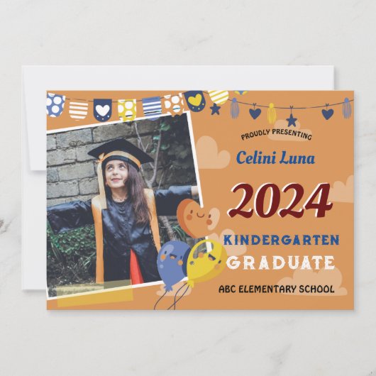 幼稚園卒業招待状(写真あり) 招待状 (正面)