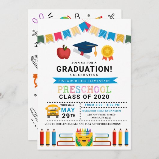 幼稚園卒業招待状 招待状 (正面/裏面)