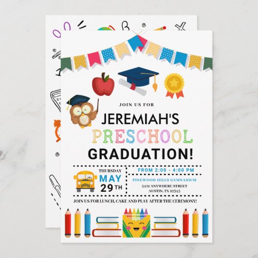 幼稚園卒業招待状 招待状 (正面/裏面)