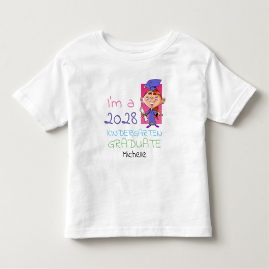 幼稚園卒業生かわいい女の子の漫画カスタム トドラーTシャツ (正面)