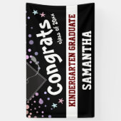 幼稚園卒業黒の紙吹雪写真 横断幕 (縦)