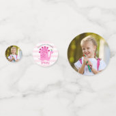 幼稚園卒業 ピンクの恐竜の女の子 2 フォト コンフェッティ (正面)