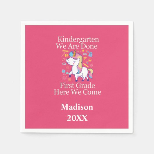 幼稚園卒業～一年生ユニコーン スタンダードカクテルナプキン (正面)