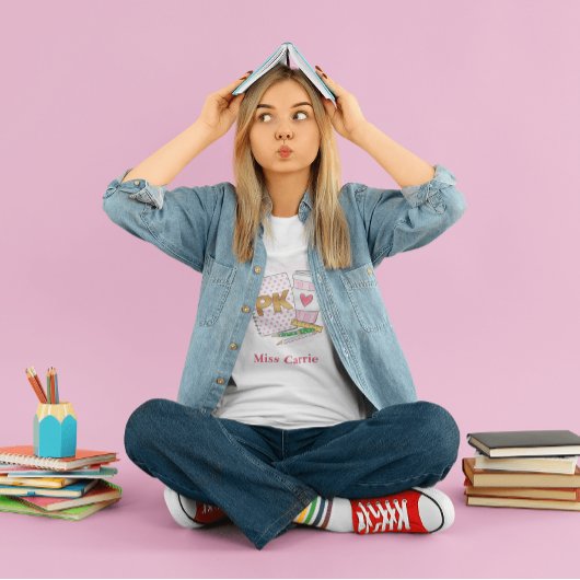 幼稚園名門私立校風の前ピンクドットノートパソコ Tシャツ