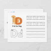 幼稚園向け手書きフラッシュカード | D、E | ポストカード (正面/裏面)