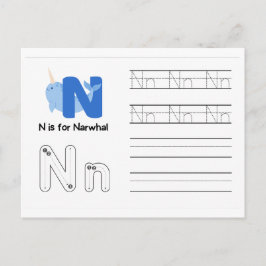 幼稚園向け手書きフラッシュカード | N,O | ポストカード