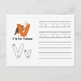 幼稚園向け手書きフラッシュカード | V、W | ポストカード