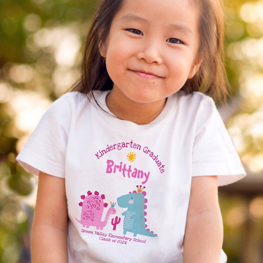 幼稚園女子卒業恐竜名前をカスタムする Tシャツ