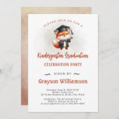 幼稚園少年卒業キツネ 招待状 (正面/裏面)