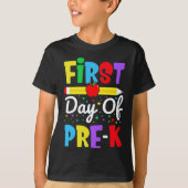幼稚園年少組の初日 レインボー 幼稚園児 Tシャツ (正面)