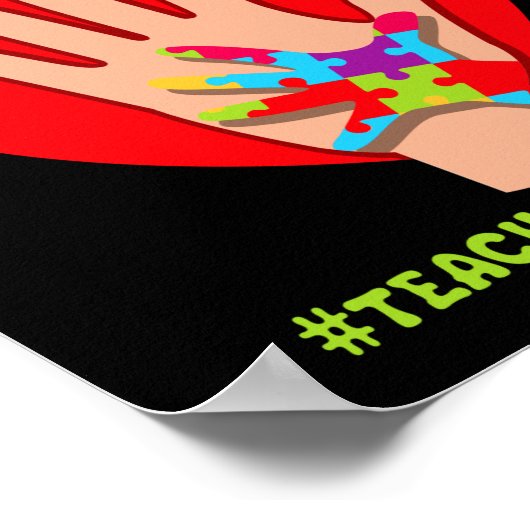 幼稚園幼稚園先生自閉症に触れた ポスター (角)