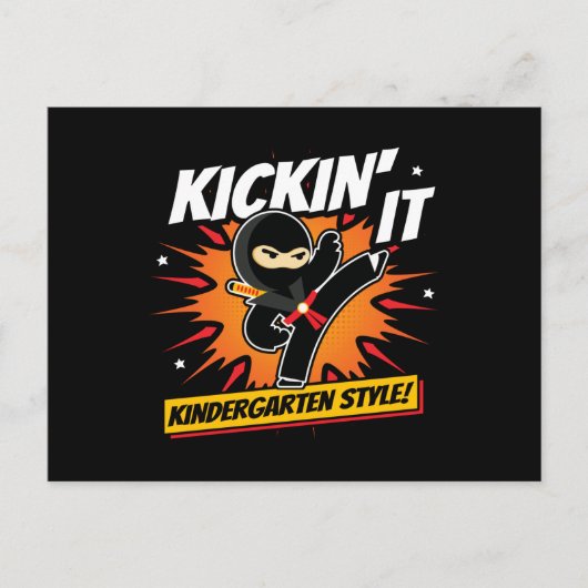 幼稚園忍者キック初日新学期 ポストカード (正面)