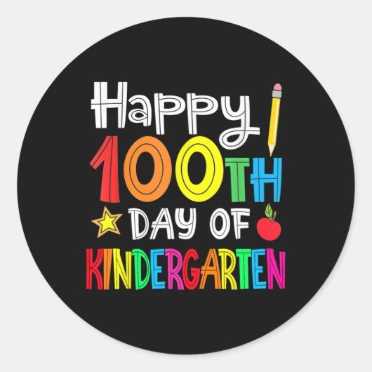 幼稚園日100名 – Happy 100Th Day Of Scho ラウンドシール (正面)