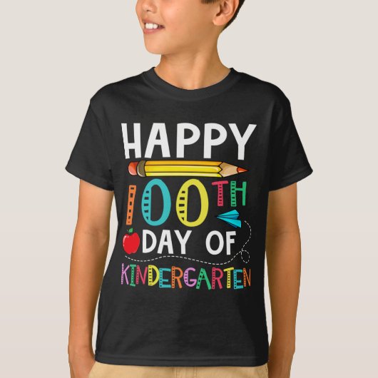 幼稚園日100名 – Happy 100Th Day Of Scho Tシャツ (正面)