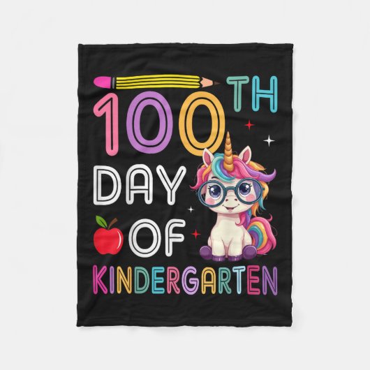 幼稚園日100日目 フリースブランケット (正面)