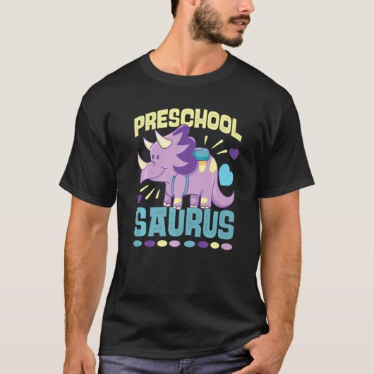 幼稚園用のかわいい恐竜 Tシャツ (正面)