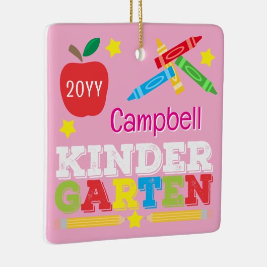 幼稚園記念品かわいいピンクの女の子の写真 セラミックオーナメント (右)