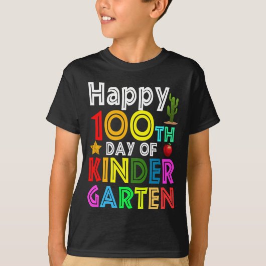 幼稚園100日目おめでとう学校の日100 Tシャツ (正面)