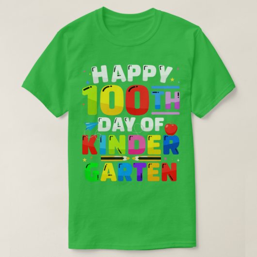 幼稚園100日目おめでとう100日教え Tシャツ (デザイン正面)