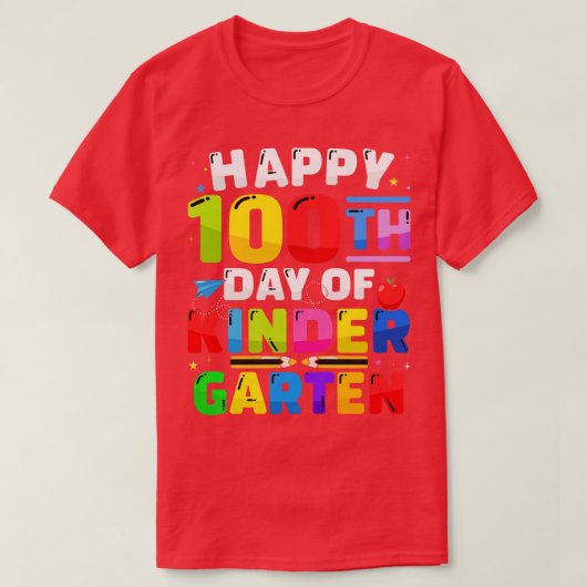 幼稚園100日目おめでとう100日教え Tシャツ (デザイン正面)