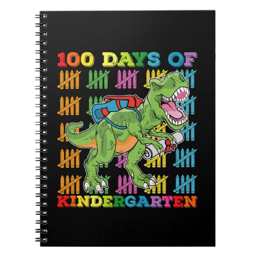 幼稚園100日目のティラノサウルス恐竜スクール ノートブック (正面)
