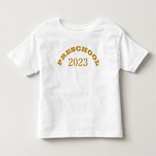 幼稚園2023学校初日の金ゴールドスクリプト トドラーTシャツ (正面)