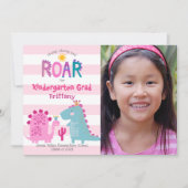 幼稚園 卒園 写真 恐竜 女の子 かわいい 招待状 (正面)