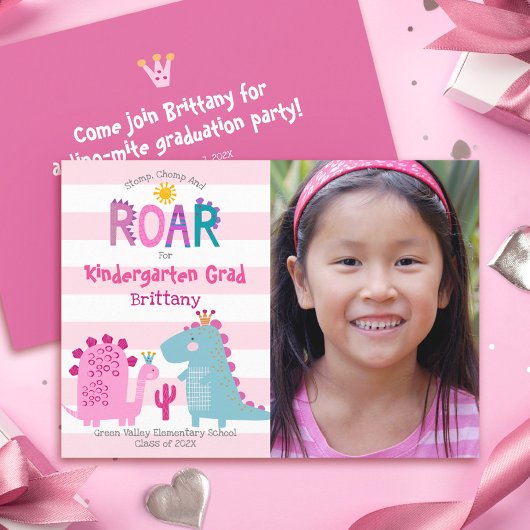 幼稚園 卒園 写真 恐竜 女の子 かわいい 招待状