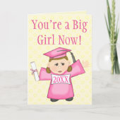 幼稚園/幼稚園の女の子の卒業カード カード (正面)