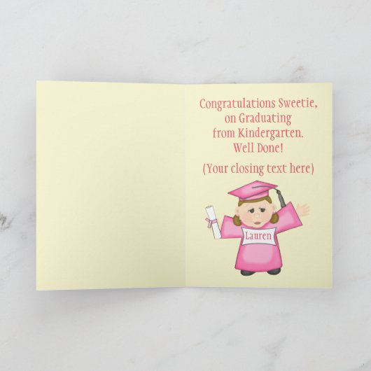 幼稚園/幼稚園の女の子の卒業カード カード (内部)