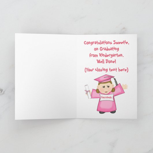 幼稚園/幼稚園の女の子の卒業 カード (内部)