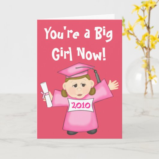 幼稚園/幼稚園の女の子の卒業 カード (黄色い花)