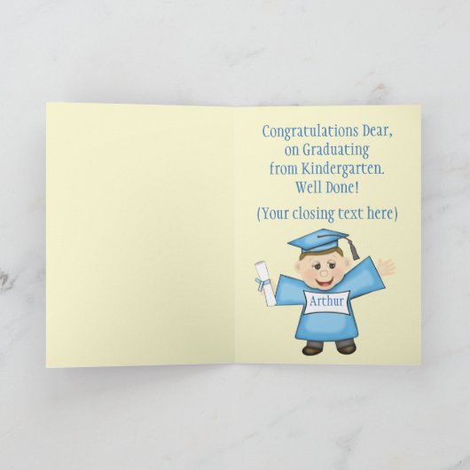 幼稚園/幼稚園の男の子の卒業カード カード (内部)