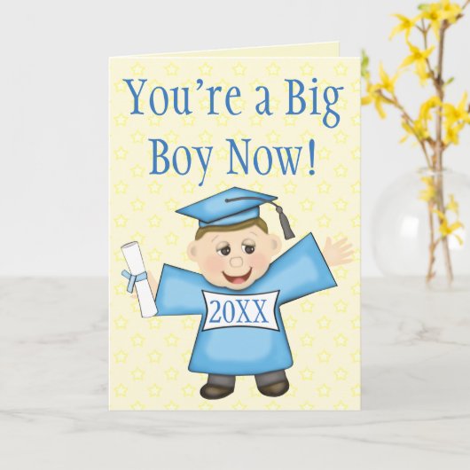 幼稚園/幼稚園の男の子の卒業カード カード (黄色い花)