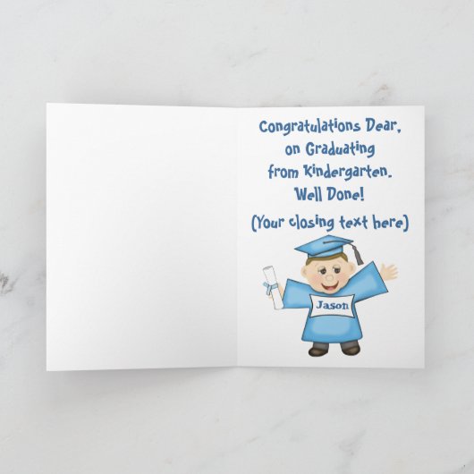 幼稚園/幼稚園の男の子の卒業 カード (内部)