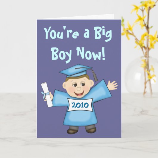 幼稚園/幼稚園の男の子の卒業 カード (黄色い花)