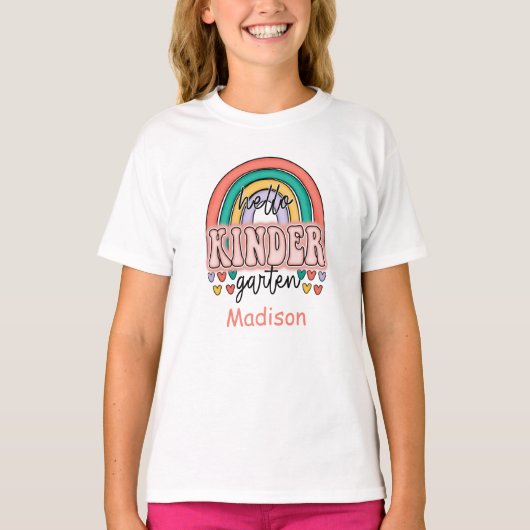 幼稚園+新しい学期+虹+オーダーメイド  Tシャツ (正面)
