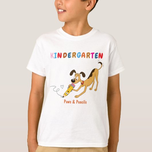 幼稚園Tシャツ 犬と鉛筆 Tシャツ (正面)