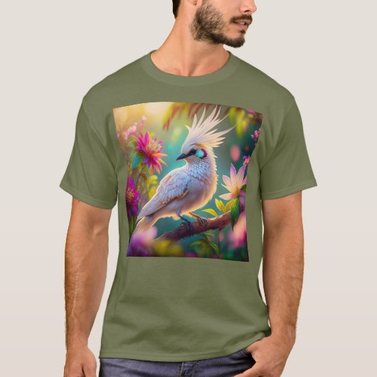 幼若鳥冠赤面羽ハトファンタジー鳥 Tシャツ (正面)