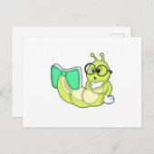 幼虫と本 ポストカード (正面/裏面)