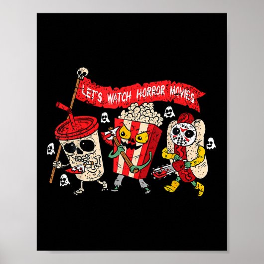 幽霊おもしろいでホラー映画を見るハロウィーンSke ポスター (正面)